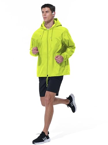 Image of UIQUR Mens Rain Jacket Raincoat Windbreaker Running Waterproof Lightweight Packable with Hood Travel Hiking Cycling