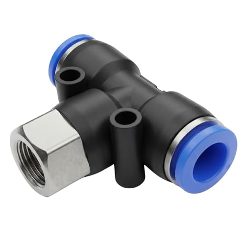 Manguera de PU racor en T 8mm conector neumático 1/8 rosca hembra distribuidor aire comprimido push-in 2