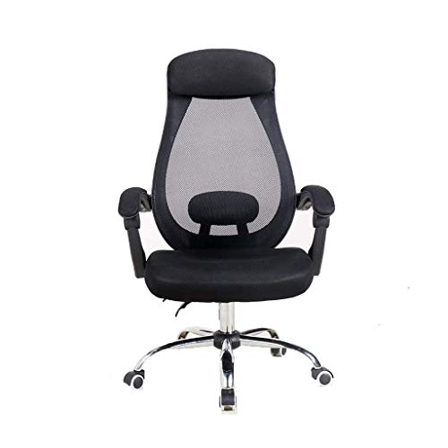 Preisvergleich Produktbild Ergonomischer Bürostuhl - Moderner Schreibtischstuhl mit hoher Rückenlehne - Computerlehnstuhl mit Lordosenstütze - Verstellbares Sitzkissen und Kopfstütze - Atmungsaktive Netzrückenlehne - Schwarz