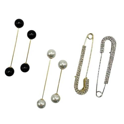 Image of 2PCS Camellia Pearl Alloy Pin, Black and White Camellia Brooch and Pin, Elegance Flower Pearl Brooches Lapel Pins for Hats Scarf Tie Wreath Garments Decoration Accessories for Women