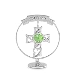 CRYSTOCRAFT Cross Figurine with Austrian Crystal, Mini Figurine Ornament Decorative Home Office Chri