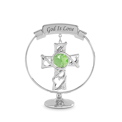 Crystocraft Cross Figurine With Austrian Crystal, Mini Figurine Ornament Decorative Home Office Christians Gift For Mother's Day Valentine's Day Birthday Christmas(God Is Love, Silver) #TOP4