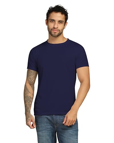 Image of VastraVibes Cotton Regular Fit T-Shirt Round Neck Casual Mens Plain Tshirt