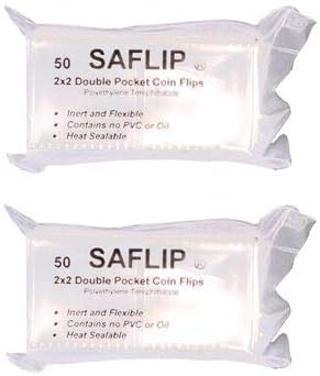 Double Pocket Safety Coin Flips (2" x 2", 100 Flips)