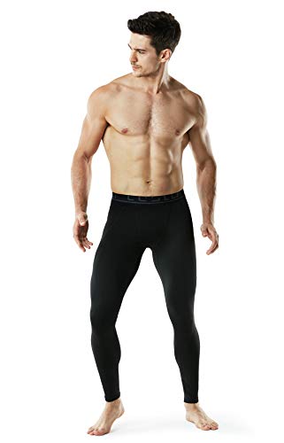 TSLA Men's Thermal Compression Pants, Athletic Sports Leggings & Running Tights, Wintergear Base Layer Bottoms, Authentic(yup43) - Black, Large - Thumbnail 3