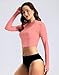 Soothfeel Rash Guard for Women Long Sleeve Crop UPF 50+ Sun Protection Swim Shirts Quick Dry Bathing Suits Swimsuit Tops Only Coral S