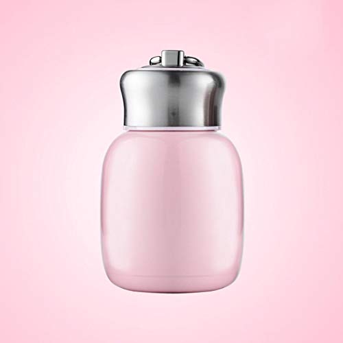 Gelory Botella de agua pequeña de 200 ml, botella de agua aislada al vacío, botella de agua de acero inoxidable, portátil, a prueba de fugas, taza de viaje (rosa) Cover