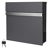 ECD Germany Cassetta Postale Design Moderno da Parete Muro - 37x11x36,5 cm - in Acciaio Verniciato a Polvere Posta con Porta-Giornale Cassetta delle Lettere con 2 Chiavi incl. Materiale di Montaggio