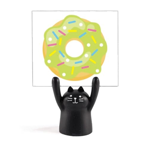 Support pour mémo dessin animé chat noir et dessert vert pour bureau