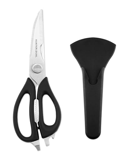 Kitchen Scissors for Food, HUNTER.DUAL Heavy Duty Come Apart Poultry Shears for Cooking, All Purpose for Cutting Chicken, Meat, Fish & Vegetables (Black, 8.97 Inch)