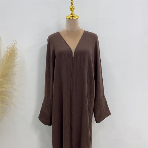 Image of Open Abayas Kimono Muslim Women Cardigan Maxi Dress and pants Set Islamic Clothing Dubai Saudi Robe