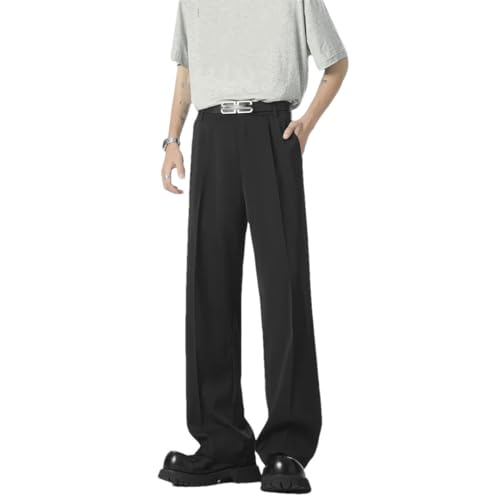 Men's Straight Baggy Casual Pants Korean Style Slit Trousers Formal Business Streetwear Pants