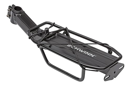 Schwinn Deluxe Alloy Rear Bike Rack, 20 lbs Capacity, Lightweight, Compact and Durable Construction, Fits Most Adult Bicycles, Cargo Options for Backpack, Gear & More, Bicycle Rack for Back of Bike by Schwinn - Used condition - US$25.42