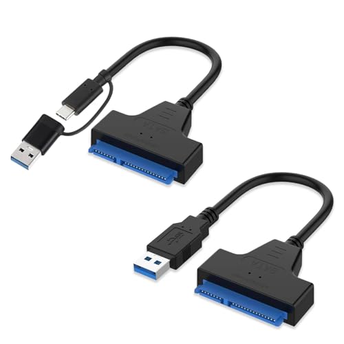 Meunhy USB 3.0 to SATA Adapter Set, 2PCS SATA to USB Adapter, Connector Lead Sata III, High-Speed Data Transfer for 2.5/3.5 SSD/HDD, Portable & Plug and Play