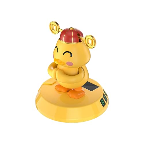 Figuras de baile solares genéricas | Pato amarillo decoración del salpicadero del coche – Figura oscilante de energía solar con número de estacionamiento, ideal para familias hombres