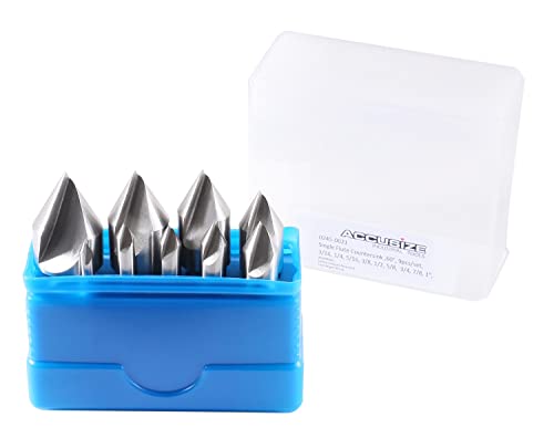Accusize Industrial Tools 60 Degrees 9 Pc Single Flute H.S.S. Countersink Set, Ground, 0245-0021