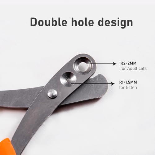 Image of Cat Nail Clipper Cat Nail Trimmer Pet Nail Clippers Cat Claw Clipper Safety Guard Small Animals Nail Clippers with Hole Professional Grooming Tool for Puppy, Kitten, Dog, Rabbits Sharp & Safe (Orange)