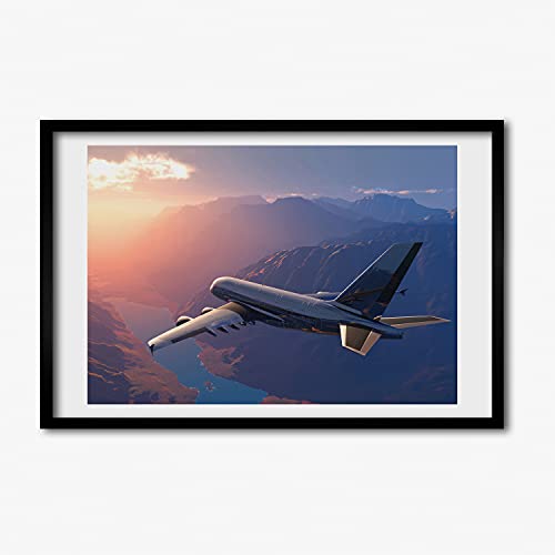 Tableau moderne avion Tulup 60x40 cm | Cadre en bois MDF anti-déformation