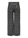 JdY Damen Karierte Stoffhose Elastisch Weite Marlene Pants Elegante Palazzo Culotte, Farben:Grau 2, Größe:L / 32L, Beinlänge:L32
