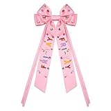 Boderier Teacher Gifts Hair Bows for Women Friyay Hair Bow Clips Large Jeweled Satin Ribbon Bow Barrette Hair Clip Back To School Teacher Must Haves Accessories Pink Friyay