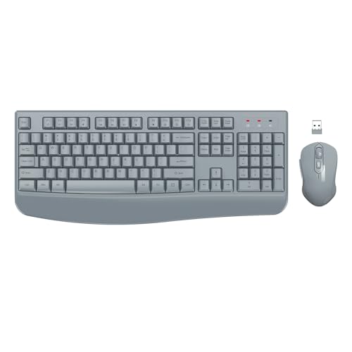 EDJO Wireless Keyboard and Mouse Combo, USB Plug & Play (Grey)