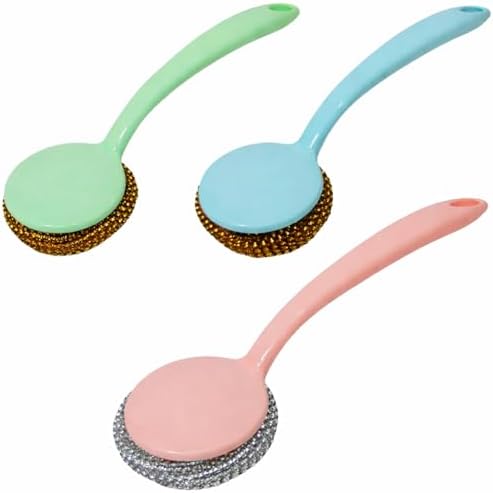 Escova de Limpeza com Bucha de Aço Inoxidável Substituível Cabo E...