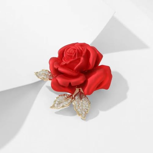 Rose Brooch Pins Rhinestone Lapel Red Flowers Brooches for Women Girls Fashion Jewelry Gift2