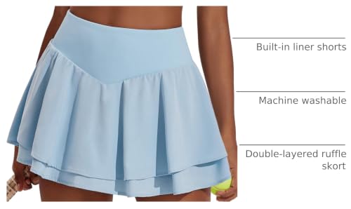 Image of PINSPARK Womens Tennis Skirt Pleated High Waisted Golf Skort with 3 Pockets