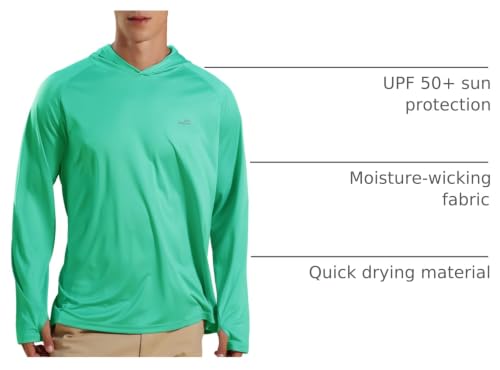 Image of Men's UPF 50+ Long Sleeve Sun Shirts UV Protection Hoodie Rash Guard Hiking Fishing Swim T Shirt