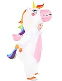 Wabolay Inflatable Unicorn Costume for Girls Blow Up Costumes Kids Cute Pink Full Body Halloween Funny Animal Blowup Onesie Outfit Suit Child