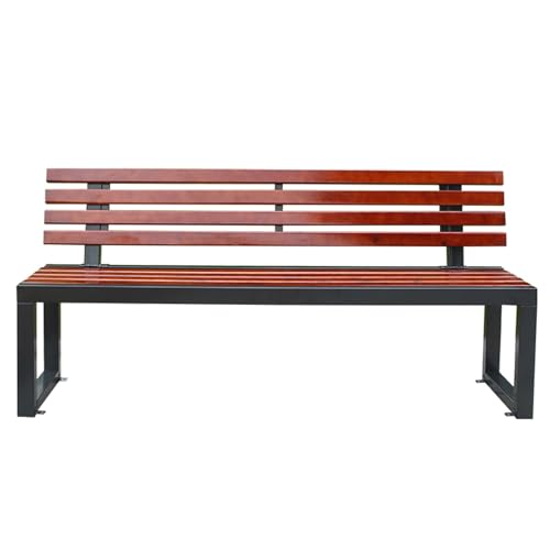 Banc de jardin extérieur en bois et métal avec dossier renforcé