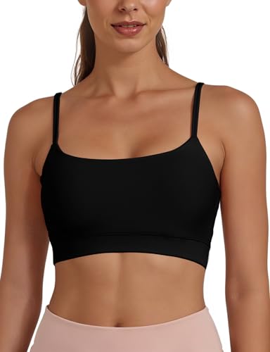 Image of Buauty Sports Bra for Women, U Neck Adjustable Spaghetti Strap Workout Bra with Removable Cups for Yoga Pilates Gym
