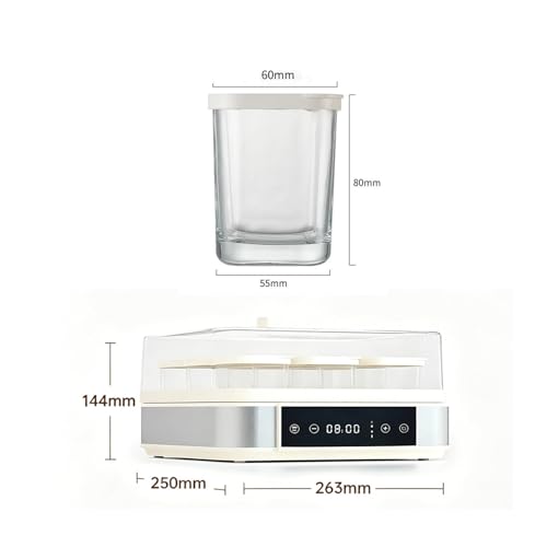 Máquina digital de yogurt con 9 tarros de vidrio, control de temperatura ajustable para queso casero, nato, máquina de fermentación de acero inoxidable fácil de limpiar