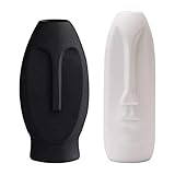 2er-Set Moderne Gesichtsvase (1 X Weiß, 1 X Kohleschwarz)