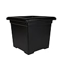The HC Companies 15.5 Inch Accent Square Planter - Lightweight Decorative Outdoor Plant Pot with Drainage for Front Porch, Deck and Patio, Black