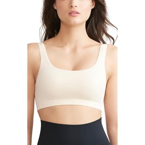 ESSENTIALS BY TUMMY TANK Women's Nylon Seamless Bra w/Removable Pads, Nude, 1X-2X Cover