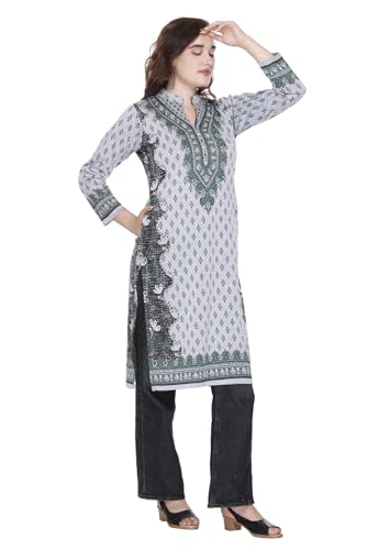 Image of Rosary Women's Winter Woolen Kurti Jacquard Straight Fit Ethnic Wear with 2 Side Pockets