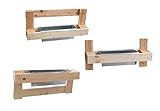  Spetebo Holz Pflanzregal mit Zink Blumen Kasten 60 cm - 3er Set - Garten Wandregale in Euro Paletten Optik