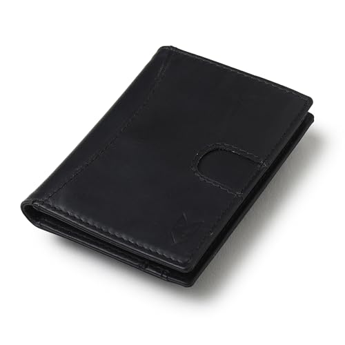 FOXHACKLE Slim Minimalist Credit Card Holder Front Pocket Leather Bifold RFID Blocking Wallet for Men & Women (Matte Black)