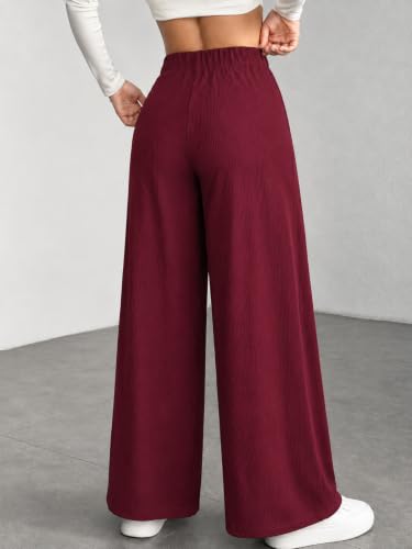 Image of Preneum Women High Waist Korean Wide Leg Trousers, Loose Fit Casual Lounge Pants, Travel, Office & Streetwear Comfortable Stylish Bottom Wear (Available Plus Size)