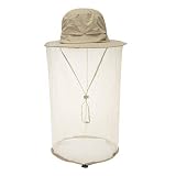 Fishing Hat Sun Protection Hat Mosquito Head Net for Outdoors Bucket Hat with Hidden Net Mesh Khaki