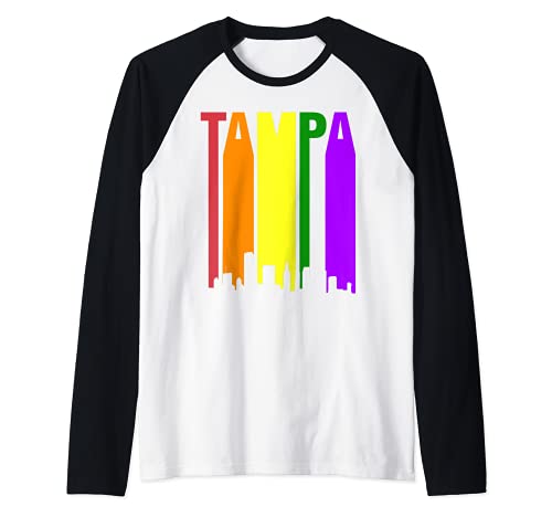 Tampa Florida Gay Pride Rainbow Raglan Baseball Tee, Black
