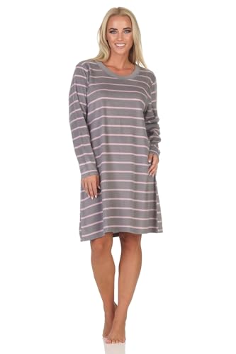 Lovasy Damen Nachthemd Langarm – V-Ausschnitt, Rippenstrick, Weich, Als Loungewear Oder Schlafshirt