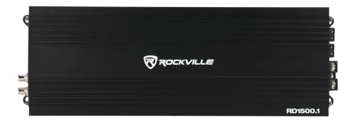 Image of Rockville Mono 1-Ohm Car Amplifier, Class-D, Metal Bass Remote w /Clip Indicator, Low Pass & Subsonic Filters, Compact & High-Efficiency, Ideal for Subwoofers (Black, 1500w RMS)