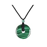 HASKARE Genuine Stone Pendant Gemstone Chakra Jewelry Healing Crystal Necklace Adjustable 0"-27" (Ma