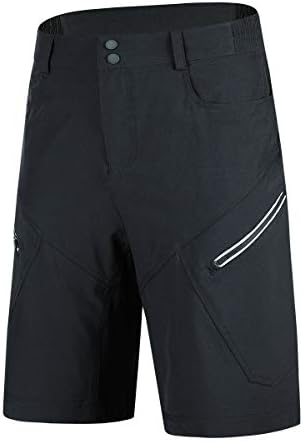 Souke Sports Mens Mountain Bike Biking Shorts Breathable Stretch MTB Shorts Loose Fit Cycling Baggy Pants with Zip Pockets Black