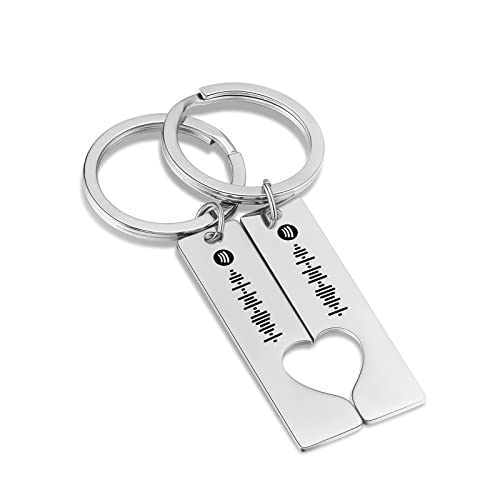 Band new Personalisierte Musik Schlüsselanhänger Paare Scanbarer Spotify Code Foto Schlüsselanhänger Laser Gravierter Song Code Schlüsselanhänger für Männer Frauen (Silber), L Cover