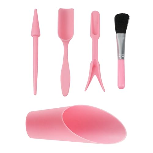 Pastlla Garden Shovel Hand Tools Set Plastic Transplanting Succulent Cultivation Digging Scoops Kits Indoor for Flower Planting Bonsai Potting (Pink)