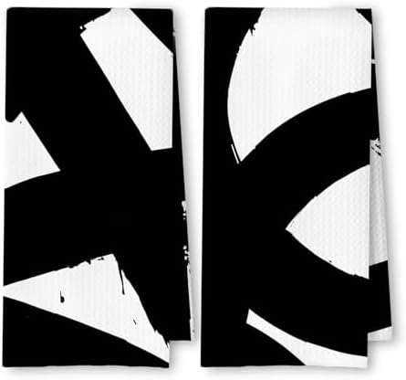 Amazon.com: ArtisaEura Abstract Black and White Kitchen Towels Set of 2 ...