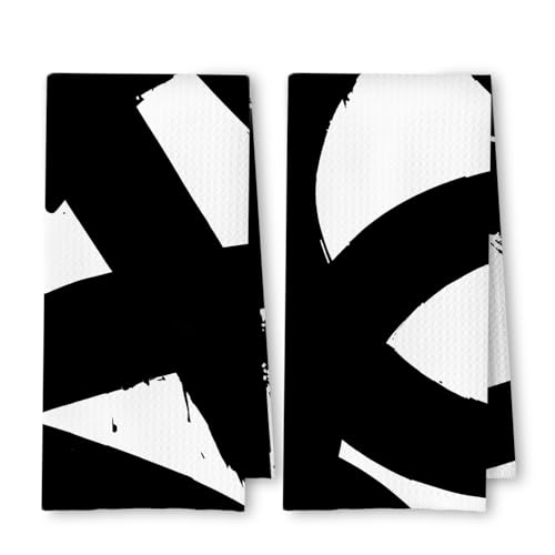 ArtisaEura Black & White Kitchen Towels Set of 2, 16x24